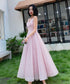 Pink V-neckline Sequins V-necckline Straps Party Dress, Pink Shiny Evening Dress Prom Dress
