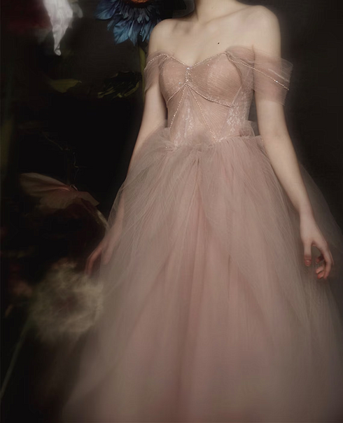Dark Pink Sweetheart Off Shoulder Beaded Party Dresss, Dark Pink Prom Dress
