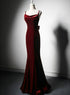 Beautiful Wine Red Velvet Mermaid Wedding Party Dresses, Wine Red Formal Dresses