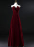 Beautiful Wine Red Velvet Floor Length Long Prom Dress, Dark Red Party Dress