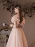Pink Sweetheart Beaeded Short Sleeves Party Dress, Pink Formal Dress