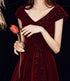 Wine Red Velvet Floor Length A-line Prom Dress, Wine Red Wedding Party Dress
