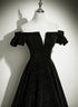 Black Off Shoulder Velvet Long Party Dress Prom Dress, Black Simple Evening Dress