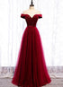 Wine Red Tulle with Velvet Long Party Dress, Wine Red Formal Dress Prom Dress