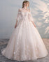 Charming Flowers Lace Off Shoulder Ball Gown Wedding Party Dress, Tulle Long Prom Dress