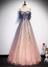 Beautiful Gradient Pink Sweetheart Floor Length Party Dresses, A-line Gradient Long Prom Dresses