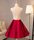 Beautiful Red Lace Applique Flower Homecoming Dress, Red Prom Dress
