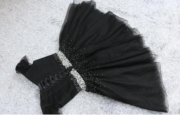 Fashionable Black Short Beaded Party Dress, Black Prom Dress US size 6 / Black Fashionable Black Short Beaded Party Dress, Black Prom Dress US size 6 / Black