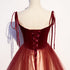 Red Sweetheart Velvet and Tulle Straps Long Party Dress, Gradient Tulle A-line Prom Dress
