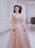 Light Pink and Sequins Sweetheart Long Formal Dress, Pink Evening Party Dress