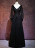 Beautiful Black Long Sleeves V-neckline Evening Dress, Black Prom Dress