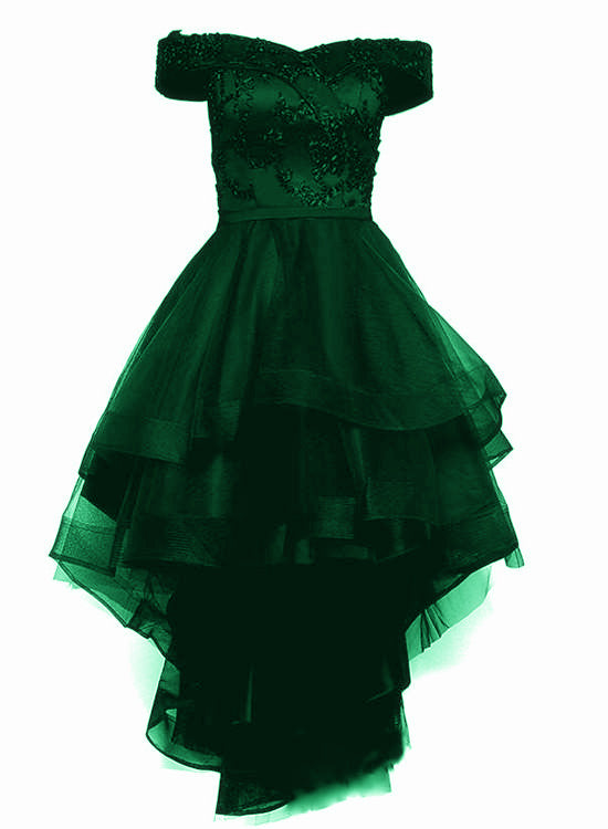 Fashionable Dark Green High Low Tulle with Lace Homecoming Dress, Green Party Dresses US size 14 / Green Fashionable Dark Green High Low Tulle with Lace Homecoming Dress, Green Party Dresses US size 14 / Green