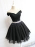 Little Black Homecoming Dress Tulle Cute Short Formal Dress