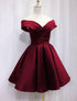 Beautiful Satin Sweetheart  Bridesmaid Dress, Off Shoulder Short Formal Dress