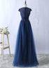 Beautiful Navy Blue Tulle Long Bridesmaid Dresses, Navy Blue Bridesmaid Dresses