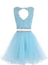 Cute Two Piece Tulle with Beadings Homecoming Dress, Lovely Formal Dress