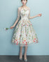 Fashionable Floral Elegant Knee Length Round Neckline Party Dress, Cute Party Dress