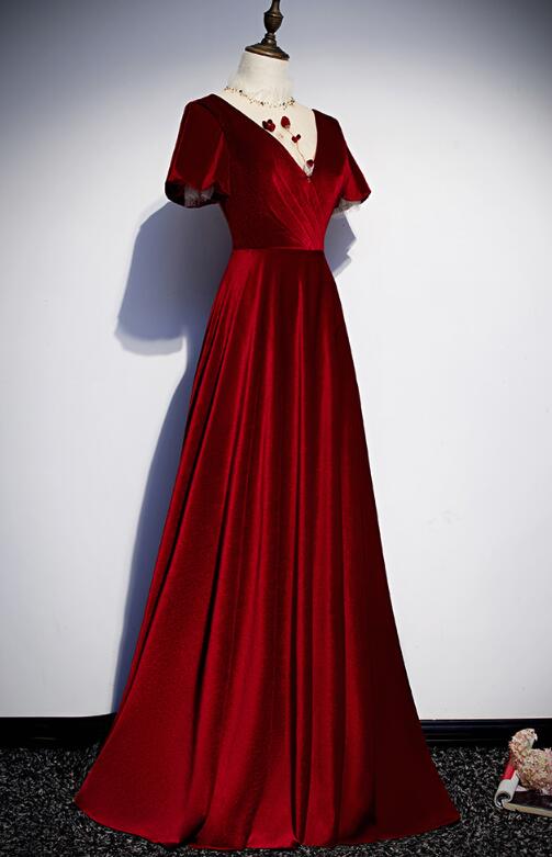 Dark Red Velvet Long Prom Dress, Charming Formal Gown US Size 10 / Wine Red Dark Red Velvet Long Prom Dress, Charming Formal Gown US Size 10 / Wine Red