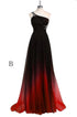 Charming A Line Sweep Train One Shoulder Sleeveless Gradient Prom Dress, Chiffon Party Dress