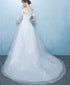Beautiful White Off Shoulder High Low Party Dress with Train, Wedding Party Dress