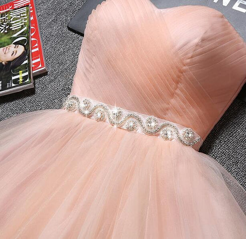 Lovely Cute Pink Sweetheart Homecoming Dress with Belt, Short Prom Dress