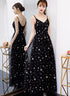 Lovely Black V-neckline Straps Long Evening Gown, Black Party Dress