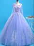 Beautiful Lavender Flowers Round Neckline Party Dress, Sweet 16 Gown