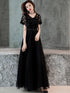 Black Lace and Tulle Long A-line Simple Evening Dress, Black Formal Dress Prom Dress