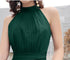 Green Chiffon High Low Bridesmaid Dress Party Dress, High Neckline Prom Dresses