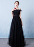 Black Off the Shoulder Tulle A-line Prom Dress, New Formal Gown