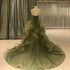 Green Straps Sweetheart Tulle Long Evening Dress, Green Layers Tulle Prom Dress