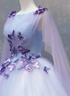 Lavender Tulle Long Formal Dress with Butterflies,Lavender Sweet 16 Dress