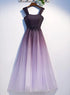 Charming Gradient Tulle Straps Long Party Dress,A-line Prom Dress