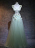 Beautiful Light Green Tulle Long Party Dress, A-line Floor Length Prom Dress