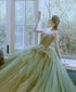 Light Green Straps Long Evening Dress Party Dress, Green Formal Dress