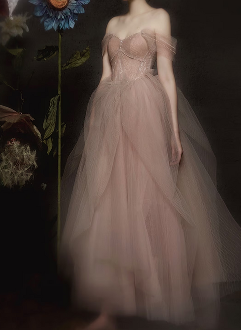 Dark Pink Sweetheart Off Shoulder Beaded Party Dresss, Dark Pink Prom Dress