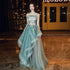 Beautiful Green and Pink Tulle Straps Long Party Dress Prom Dress, A-line Formal Dress