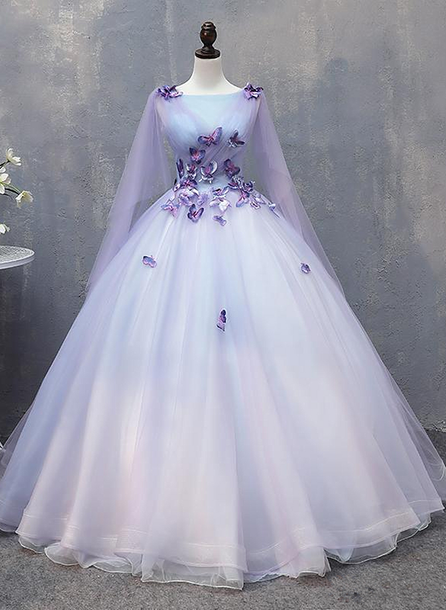 Lavender Tulle A-line Sparkly Beading Top Prom Dress    cg14613 main image 1