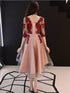 Red and Pink Tulle with Lace Short Sleeves Party Dress, High Low Homecoming Dress