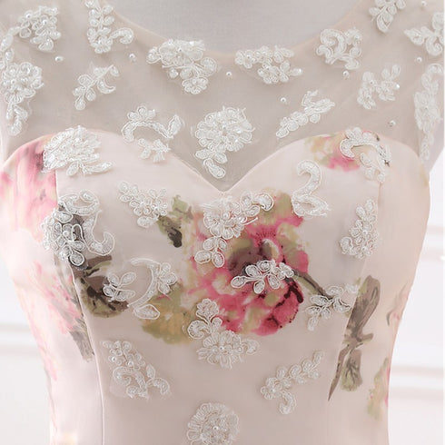 Beautiful Flowers Organza Formal Gown with Lace, Pink Sweet 16 Gown