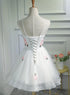 Lovely White Short Party Dress with Flowers, Cute Graduation Dress
