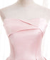 Pink Satin Long Party Dress with Pearls, Floor Length Party Dres Wedding Party Dress