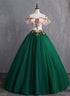 Beautiful Green Off Shoulder Tulle with Lace Formal Gown, Green Evening Sweet 16 Dresses