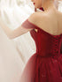 Glam Wine Red Sweetheart Tulle Shiny Long Prom Dress Party Dress, Wine Red Formal Dress