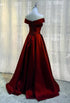 Beautiful Burgundy A-line Floor Length Satin Prom Dress Party Dress, Wine Red Long Formal Dress