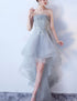 Fashionable Grey Tulle High Low Party Dress, Short New Prom Dress