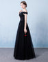 Black Off the Shoulder Tulle A-line Prom Dress, New Formal Gown