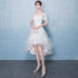 Lovely White High Low Tulle Graduation Dress, Off the Shoulder Party Dress