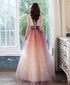 Beautiful Tulle Gradient V-neckline Long Party Dress, A-line Prom Dress New Evening Dress