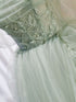 Light Green Tulle Beaded Sweetheart Long Prom Dress, A-line Green Formal Dress